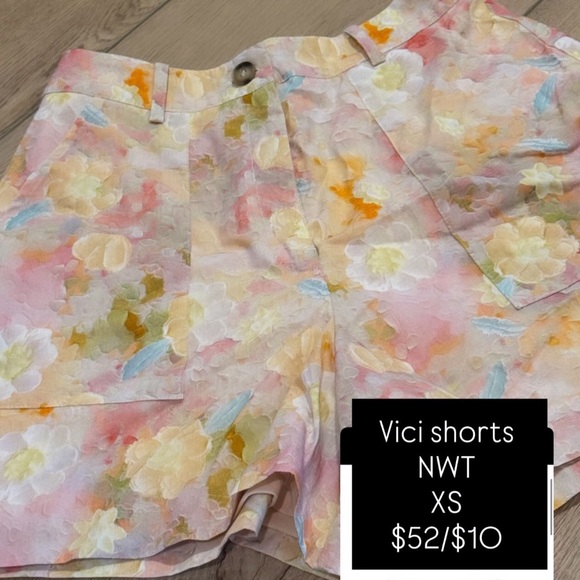 Vici Pants - Vici Women's Floral Cargo Shorts - Pink and Yellow